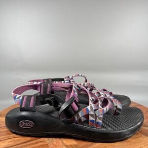 Chaco Z/2 Womens 7 Purple Blue Geometric Strappy Toe Loop Hiking Sandals